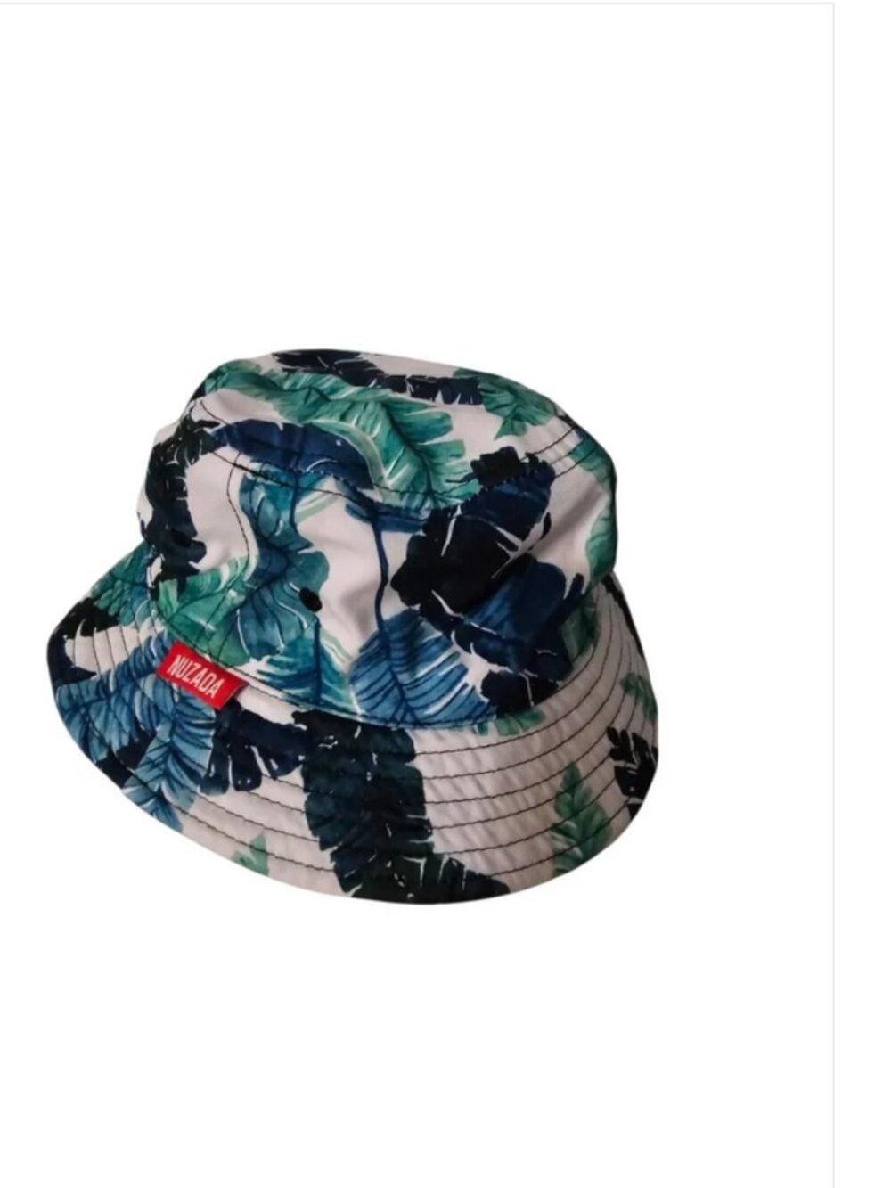 NUZADAAdult size Tropical Palm Leave Trees/Black Reversible Canvas Bucket Hat